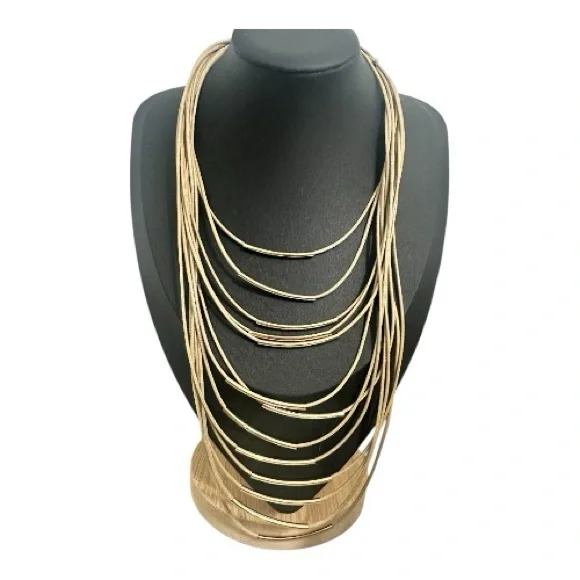 NY & Company Multi-Strand Layered Cord Necklace – Gold Tone - Picture 2 of 5